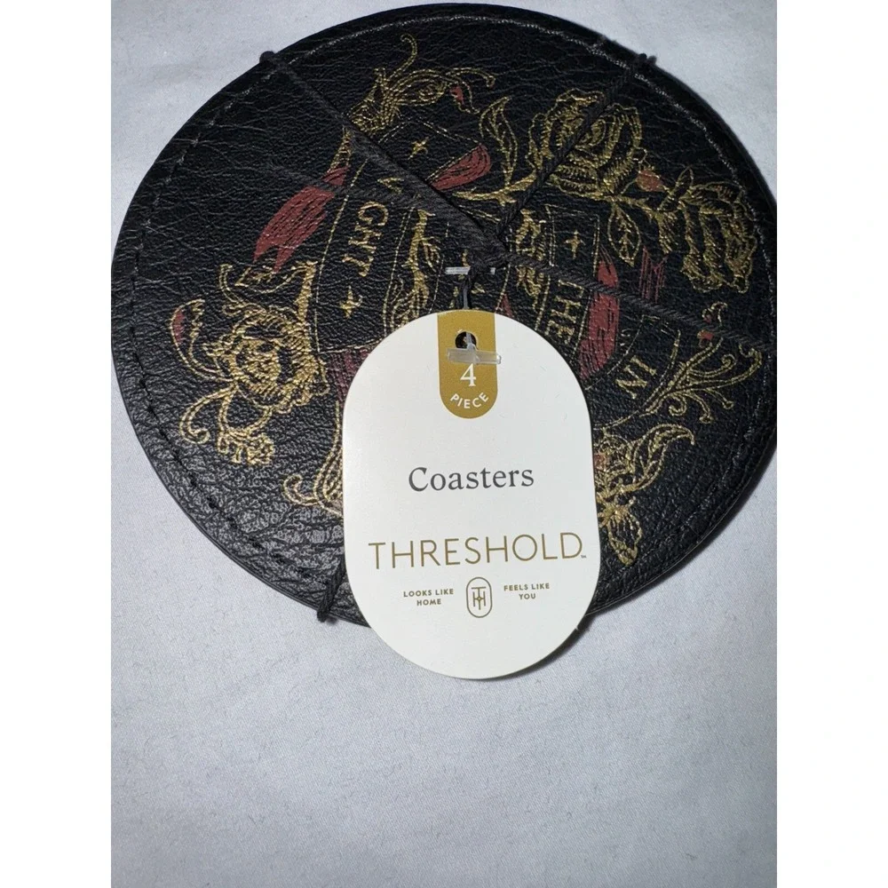 2 Target Threshold In The Dark Of Night Halloween Coasters Faux Leather 8 Total